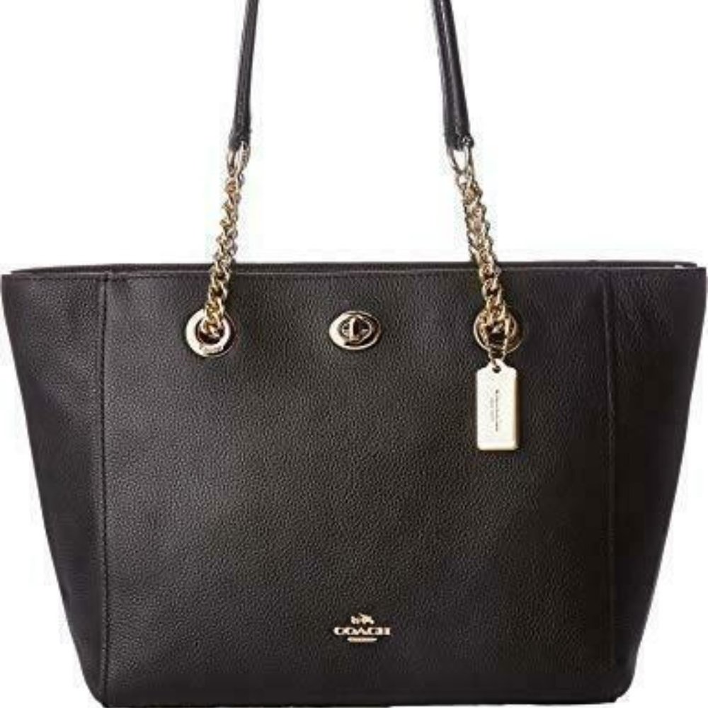 Coach Turnlock Ladies Pebbled Leather Tote MEDIUM Handbag 57107 NEW WITH…